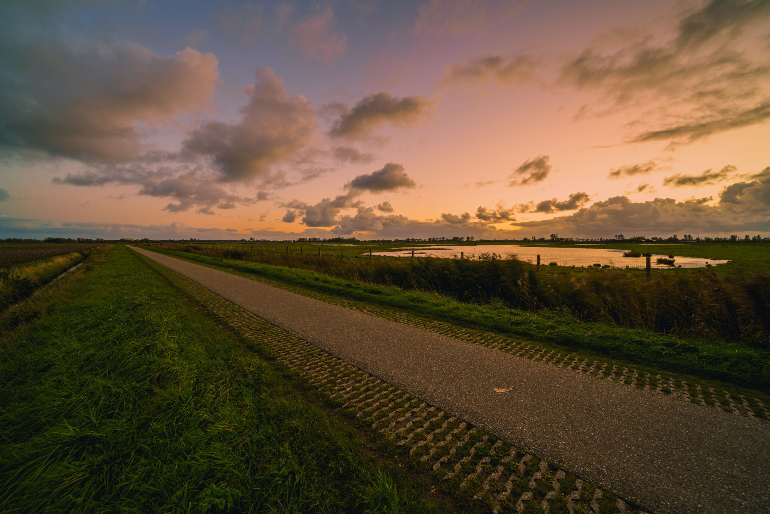 beautiful shot of a rural landscape at sunset